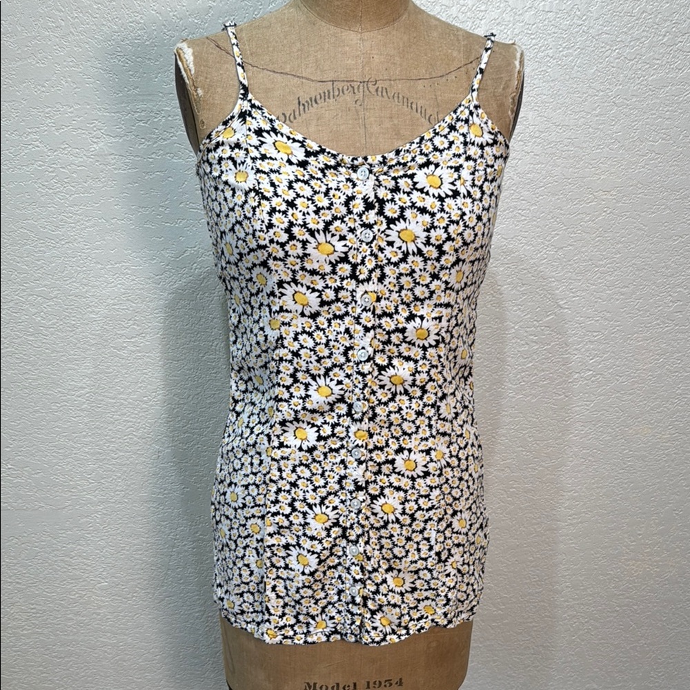 American‎ Eagle Outfitters Women Black White Daisy Print Mini Dress Size XS